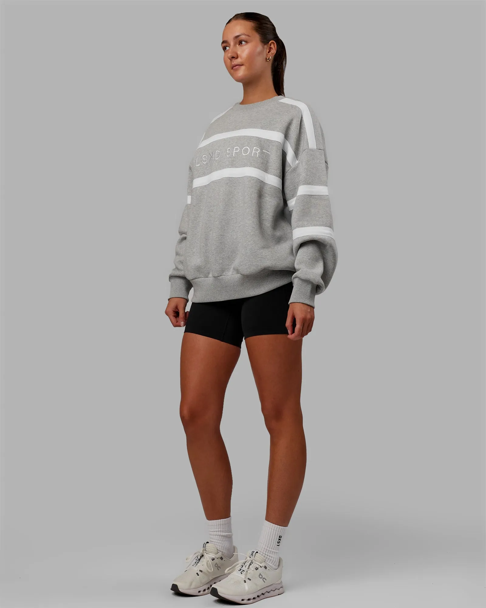 Collateral Sweater Oversize - Light Grey Marl-White sold by LSKD product image thumbnail 5