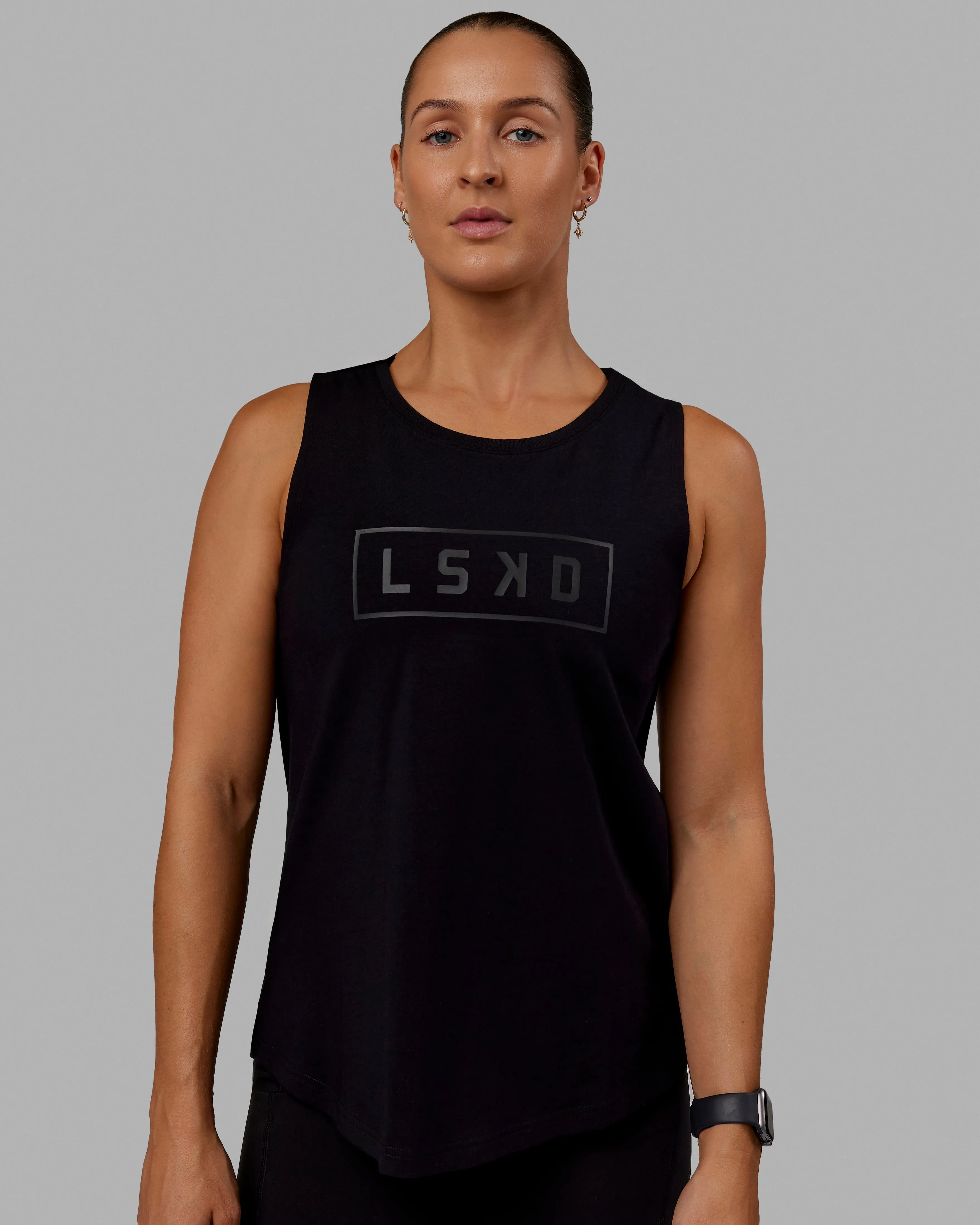 Luna FLXCotton Longline Tank - Black-Black sold by LSKD