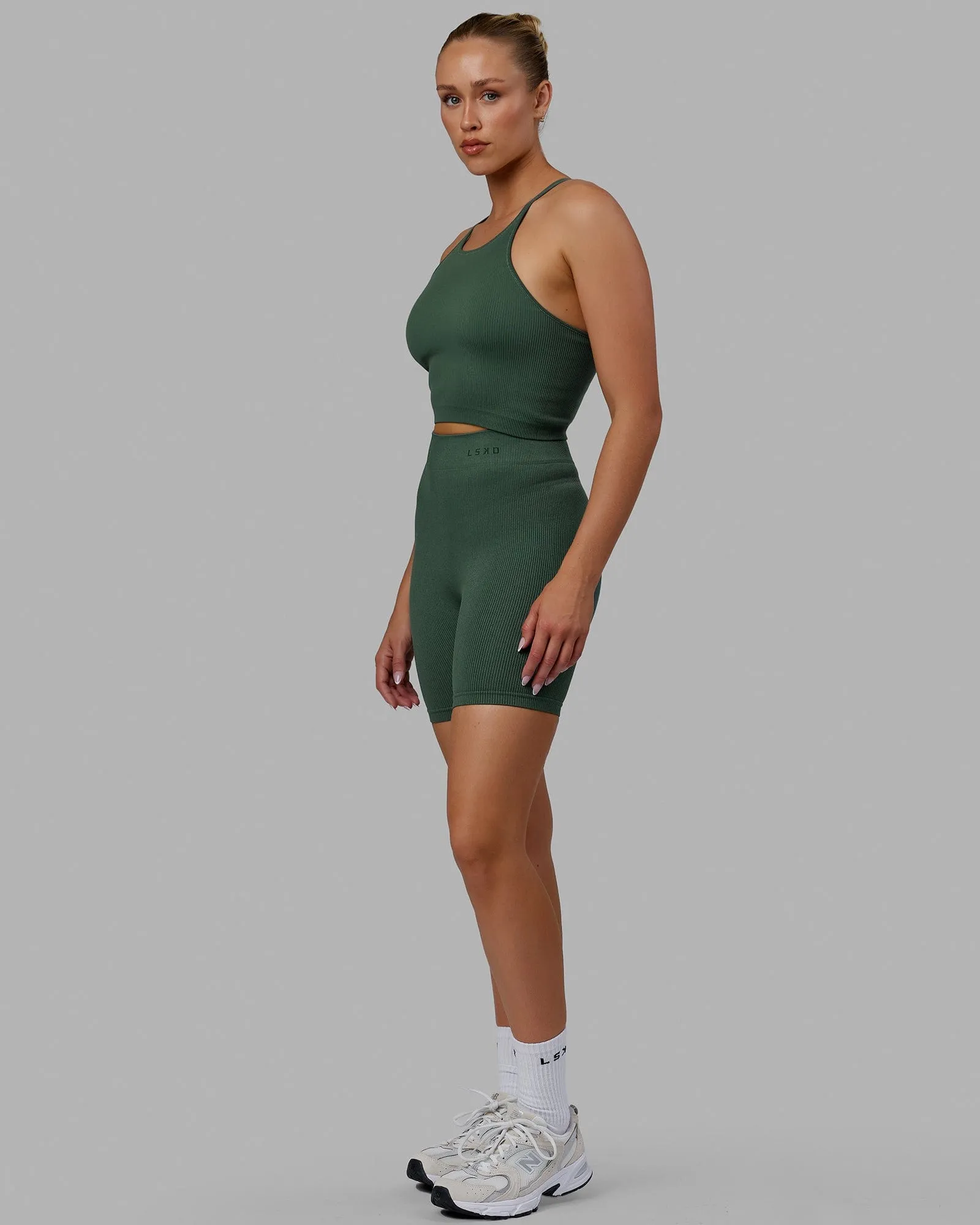 Minimal Seamless Crop Ribbed Tank - Dark Forest sold by LSKD product image thumbnail 3