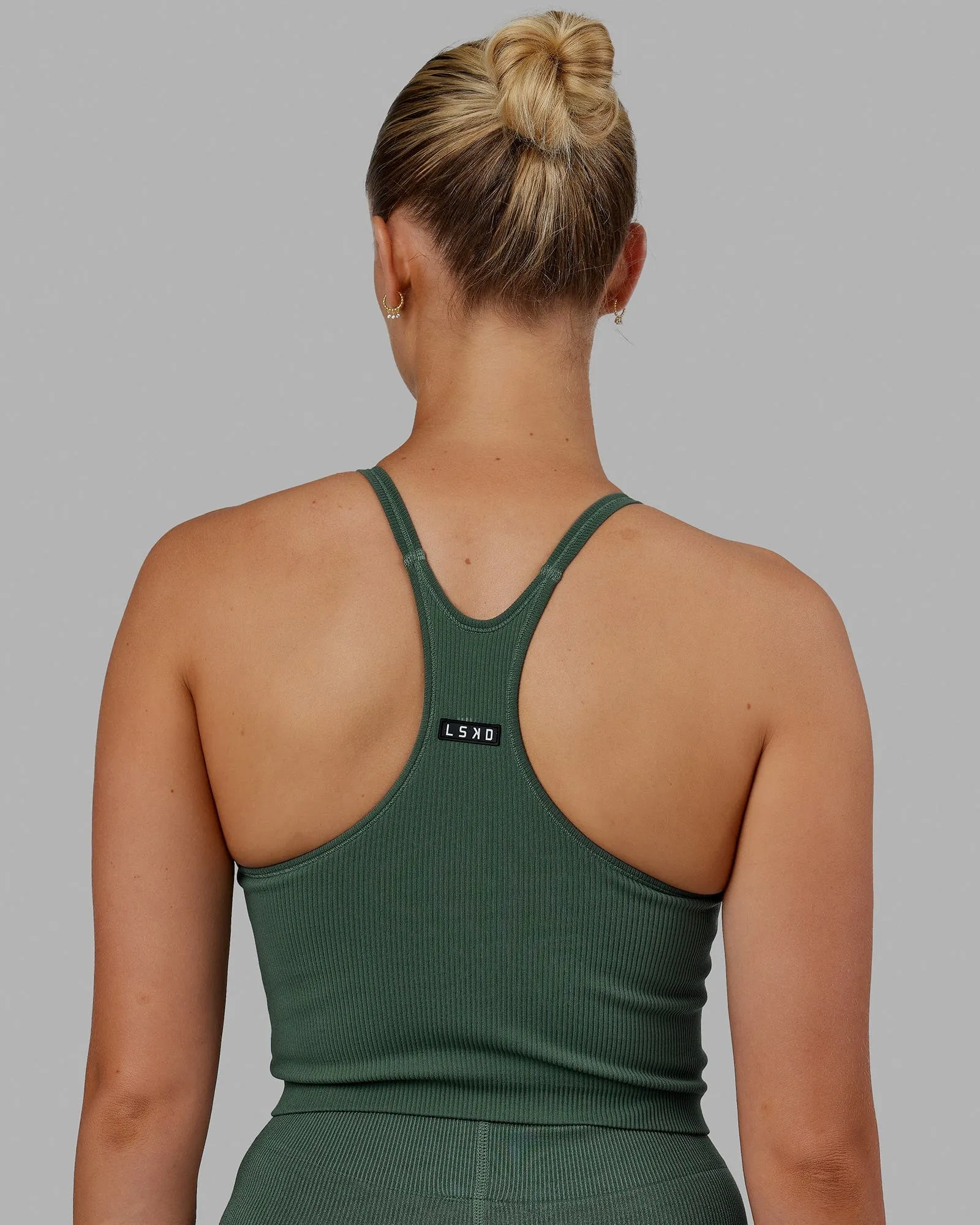 Minimal Seamless Crop Ribbed Tank - Dark Forest sold by LSKD product image thumbnail 2
