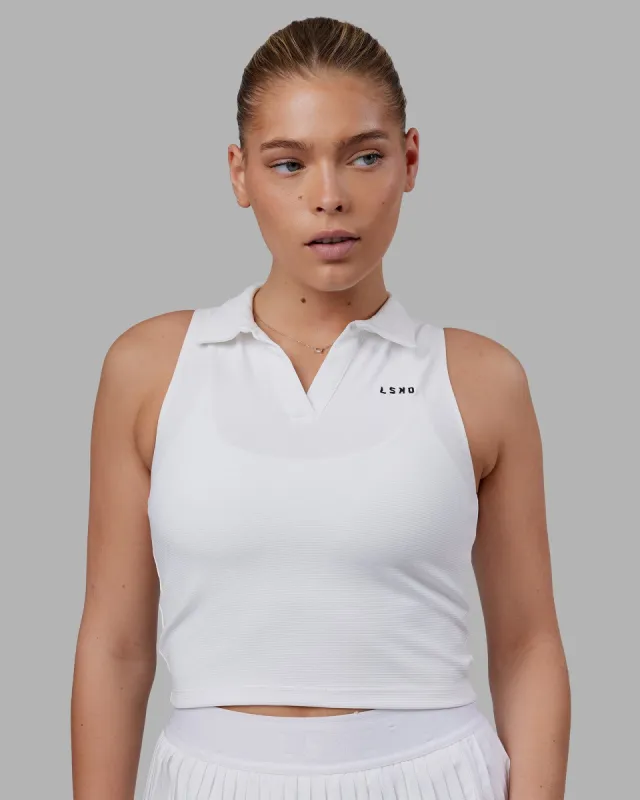 Fairway Collared Tank - White sold by LSKD