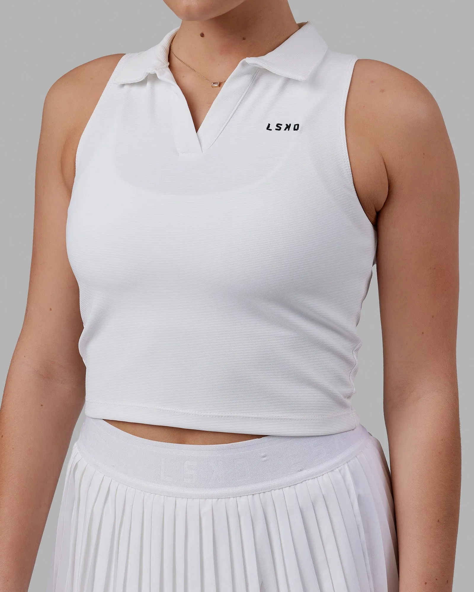 Fairway Collared Tank - White sold by LSKD product image thumbnail 5
