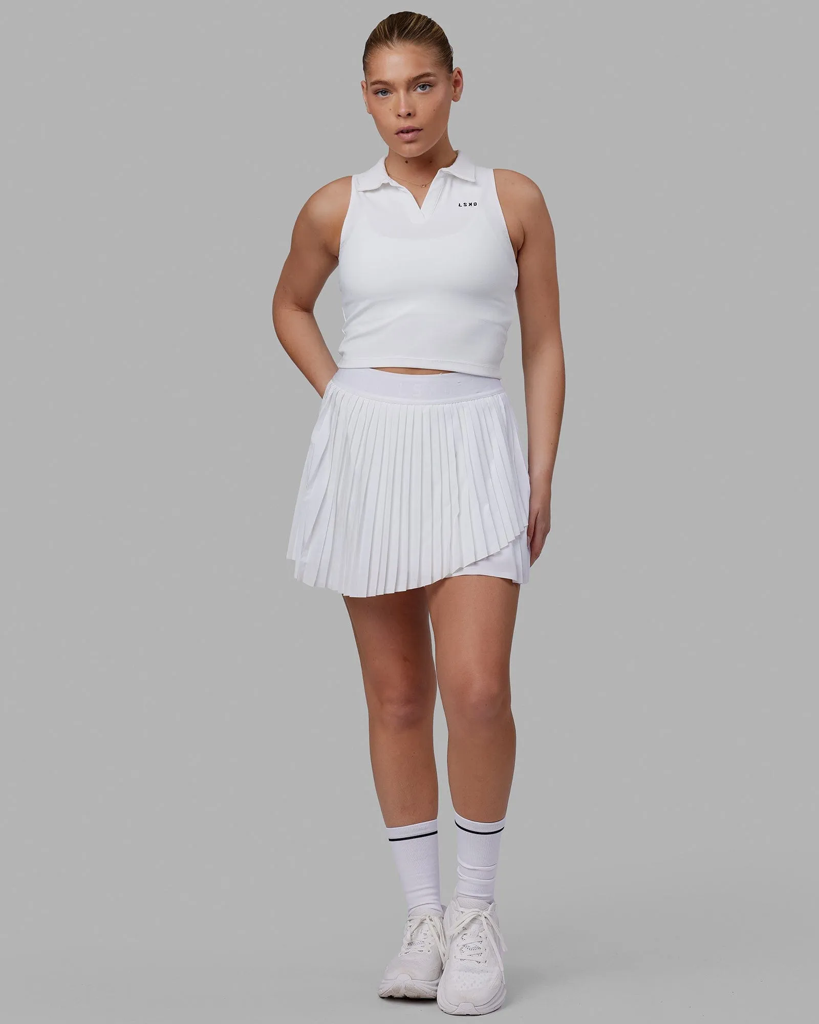 Fairway Collared Tank - White sold by LSKD product image thumbnail 2