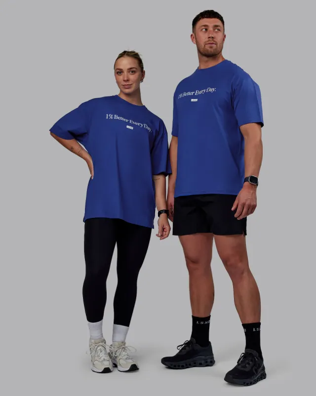 Unisex 1% Better FLXCotton Tee Oversize - Power Cobalt-White sold by LSKD