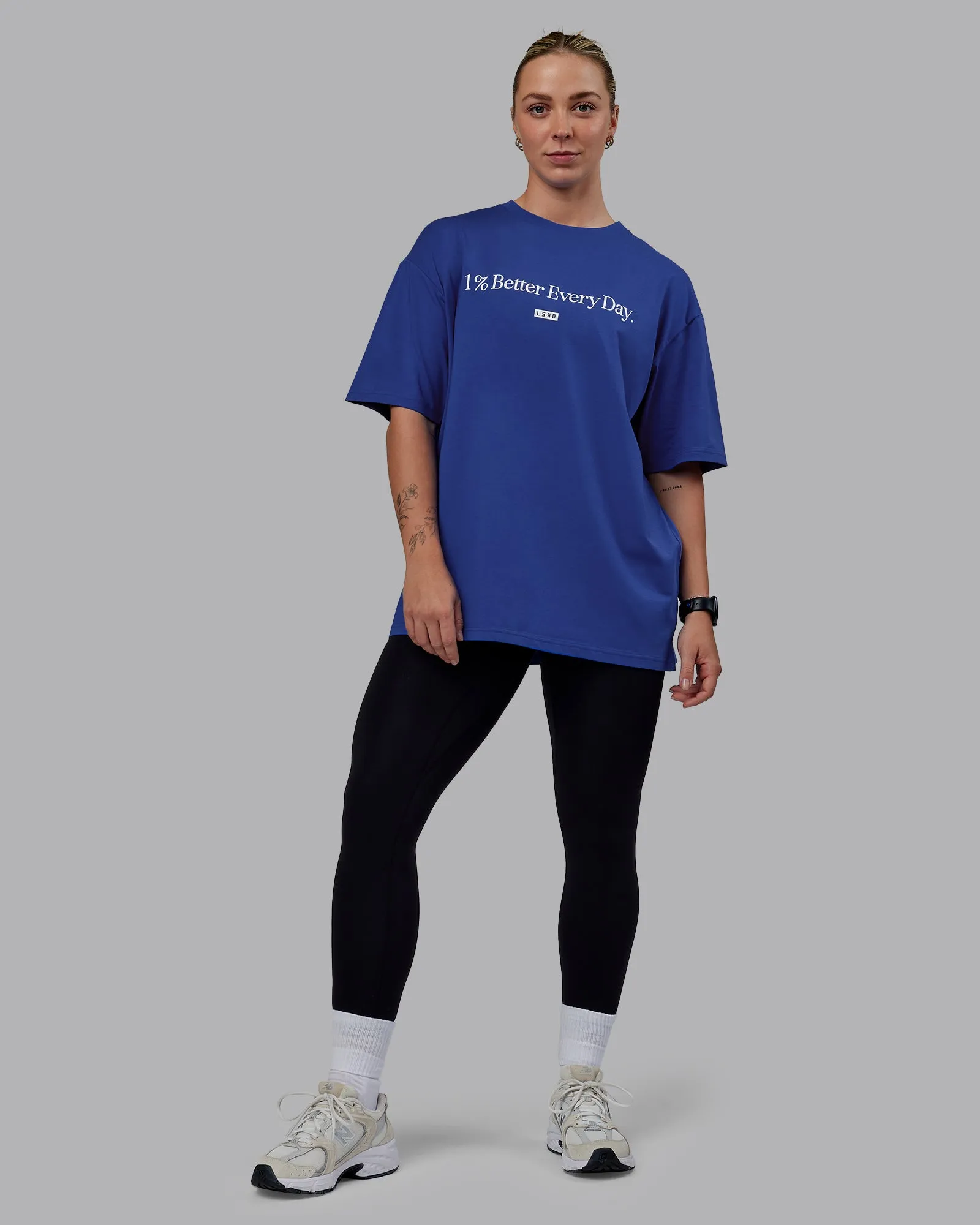 Unisex 1% Better FLXCotton Tee Oversize - Power Cobalt-White sold by LSKD product image thumbnail 5