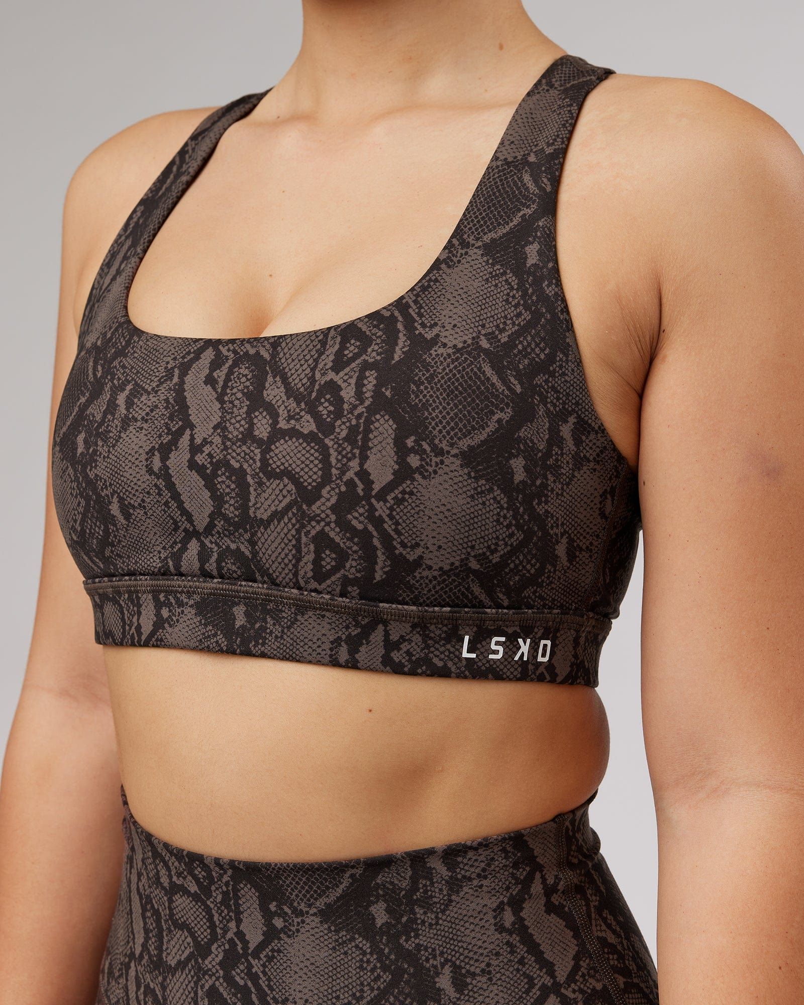 Base Sports Bra - Walnut Snakeskin sold by LSKD product image thumbnail 5
