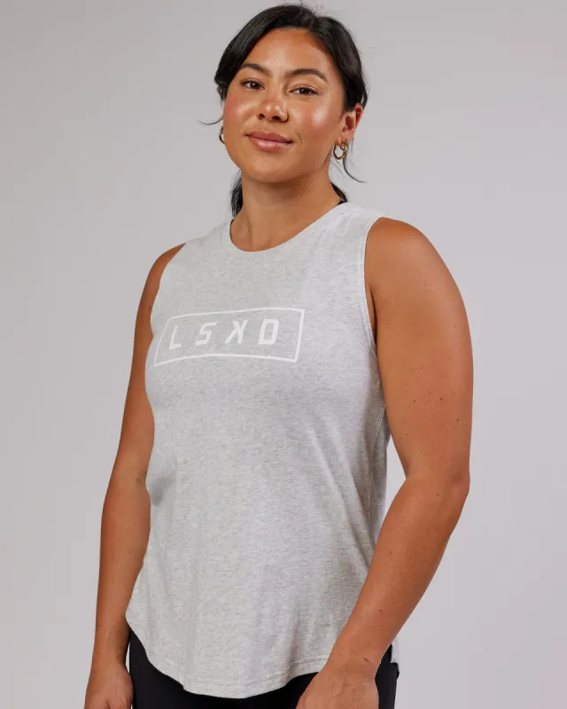 Luna Tank - Lt Grey Marl-White sold by LSKD