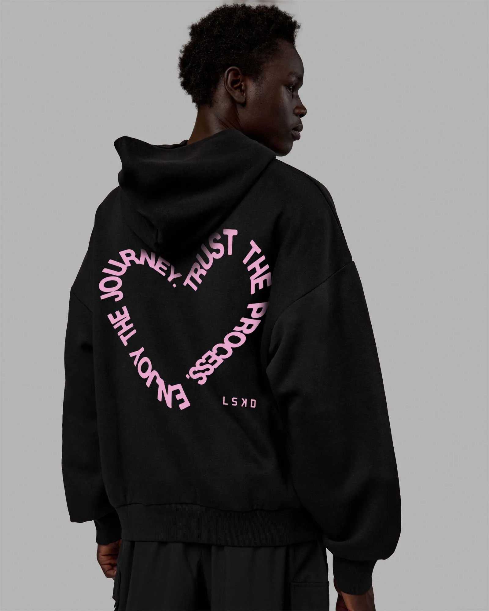 Unisex Love The Process Oversize Hoodie - Black-Bubble Gum sold by LSKD product image thumbnail 4
