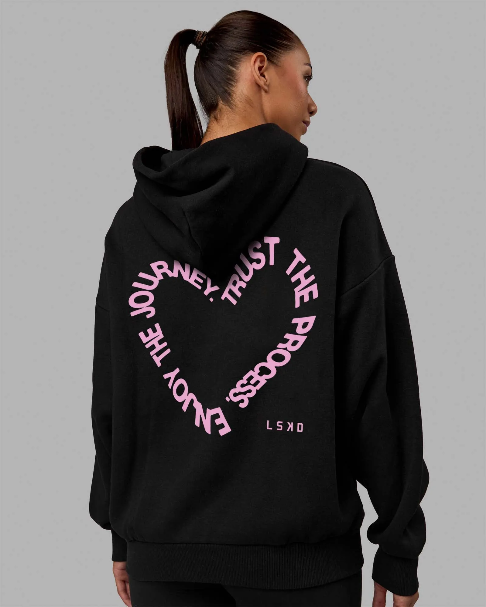 Unisex Love The Process Oversize Hoodie - Black-Bubble Gum sold by LSKD