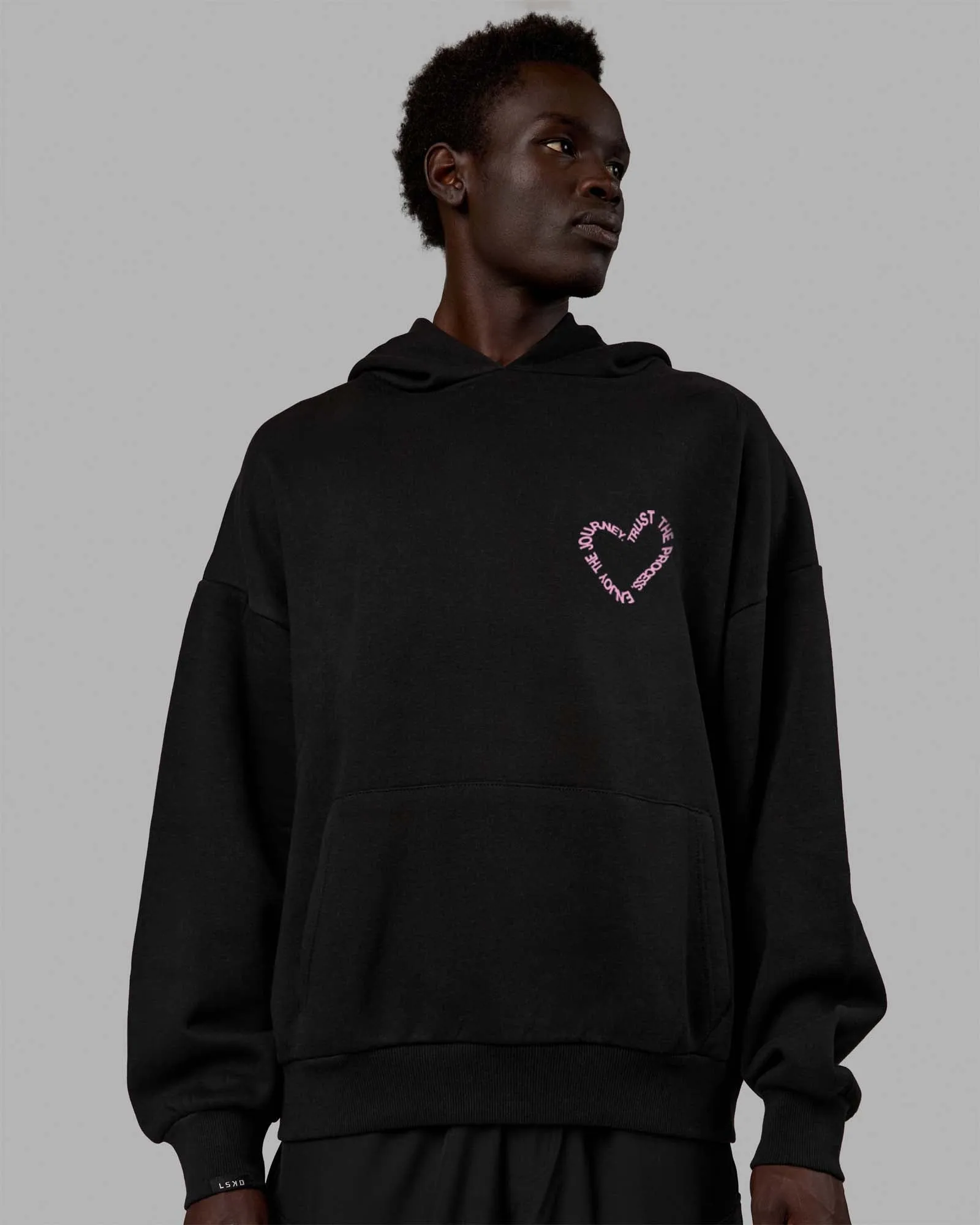 Unisex Love The Process Oversize Hoodie - Black-Bubble Gum sold by LSKD product image thumbnail 5