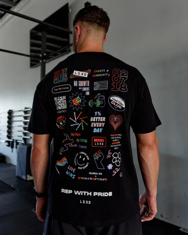 Unisex Iconic Heavyweight Tee Oversize - Pride-Black made by LSKD