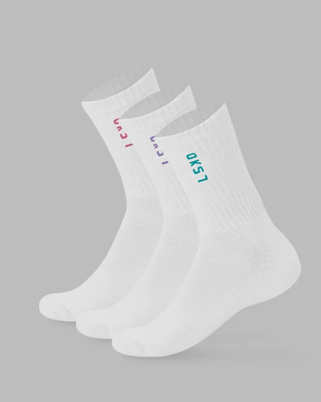 Signal 3 Pack Crew Socks - Pink/Purple/Teal sold by LSKD