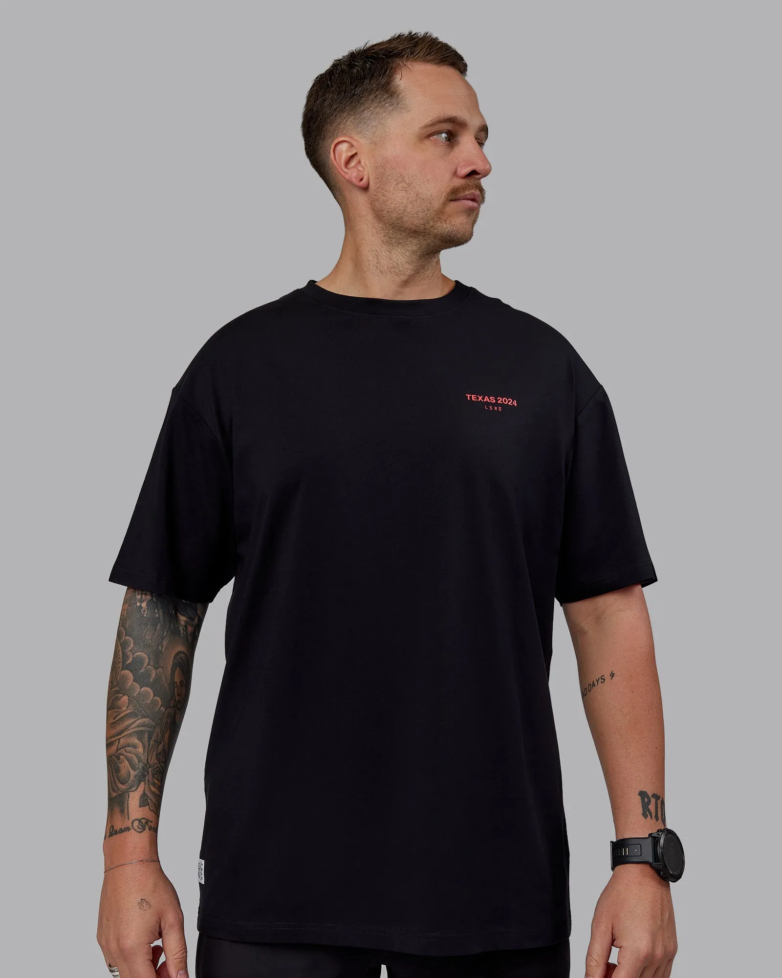 Unisex TEXAS 2024 FLXCotton Tee Oversize - Black-Scarlet sold by LSKD product image thumbnail 3