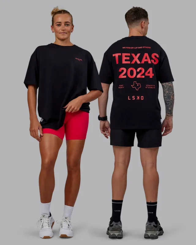 Unisex TEXAS 2024 FLXCotton Tee Oversize - Black-Scarlet sold by LSKD