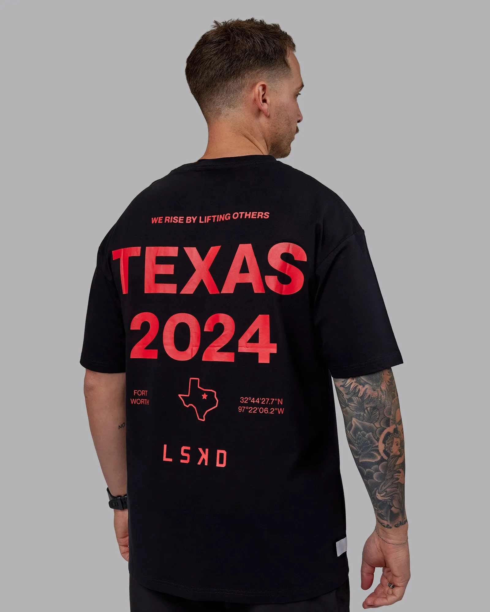 Unisex TEXAS 2024 FLXCotton Tee Oversize - Black-Scarlet sold by LSKD product image thumbnail 5