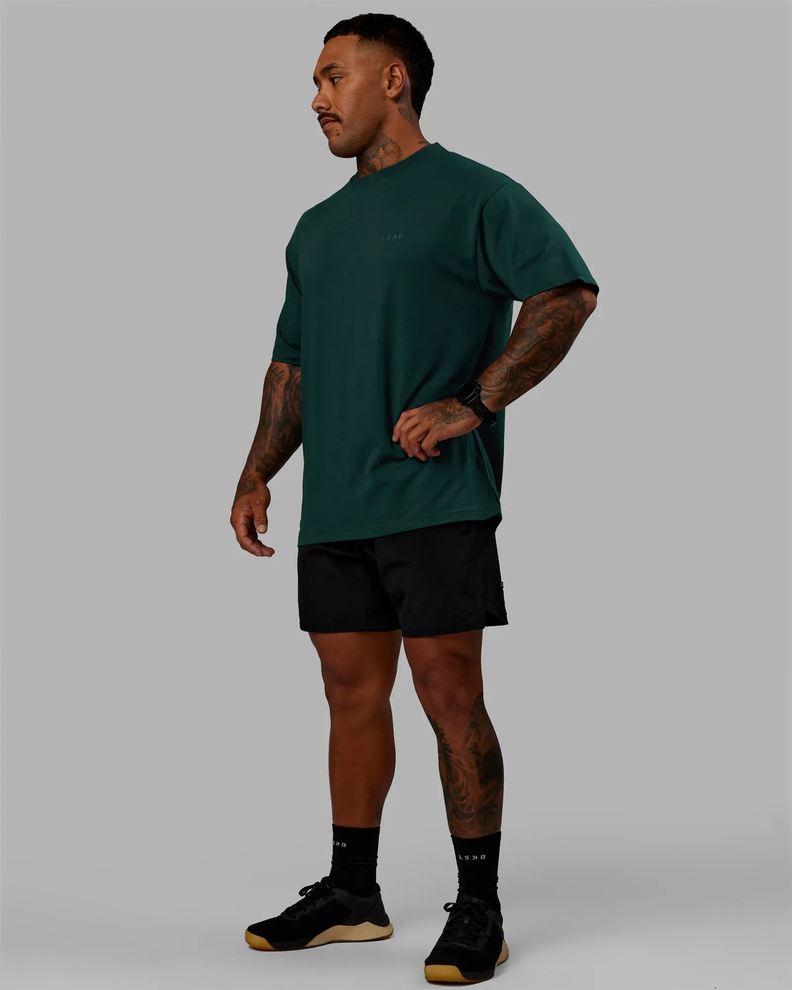 Unisex PimaFLX Tee Oversize - Dark Moss sold by LSKD product image thumbnail 3