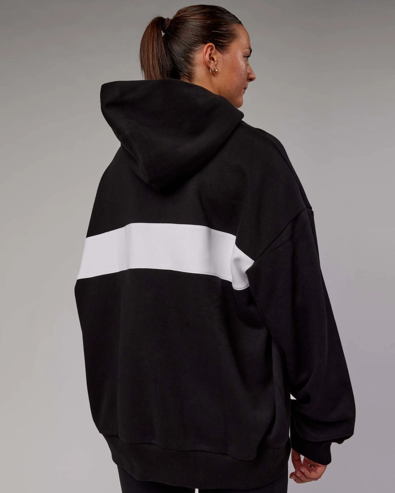 Unisex Intercept Hoodie Oversize - Black-White sold by LSKD product image thumbnail 4
