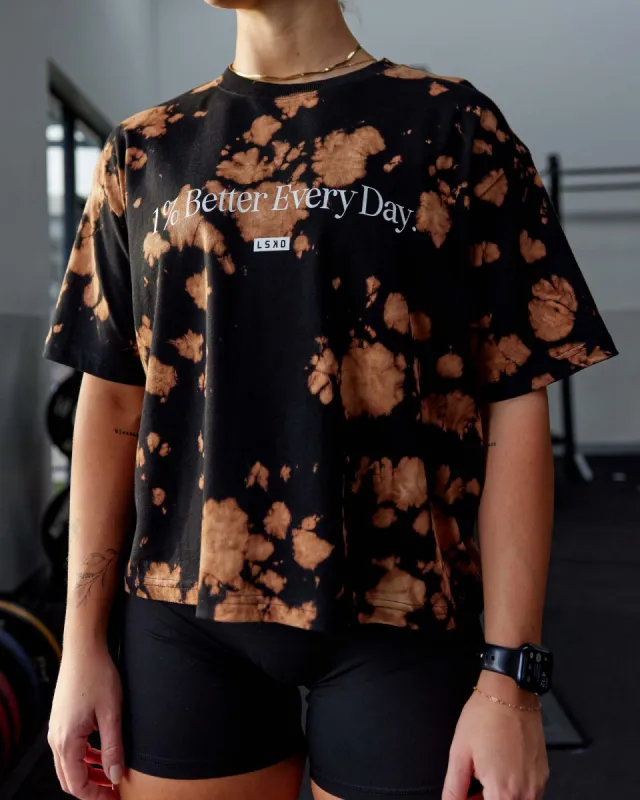 1% Better Heavyweight Cropped Tee - Black-Bleach-Tiedye sold by LSKD