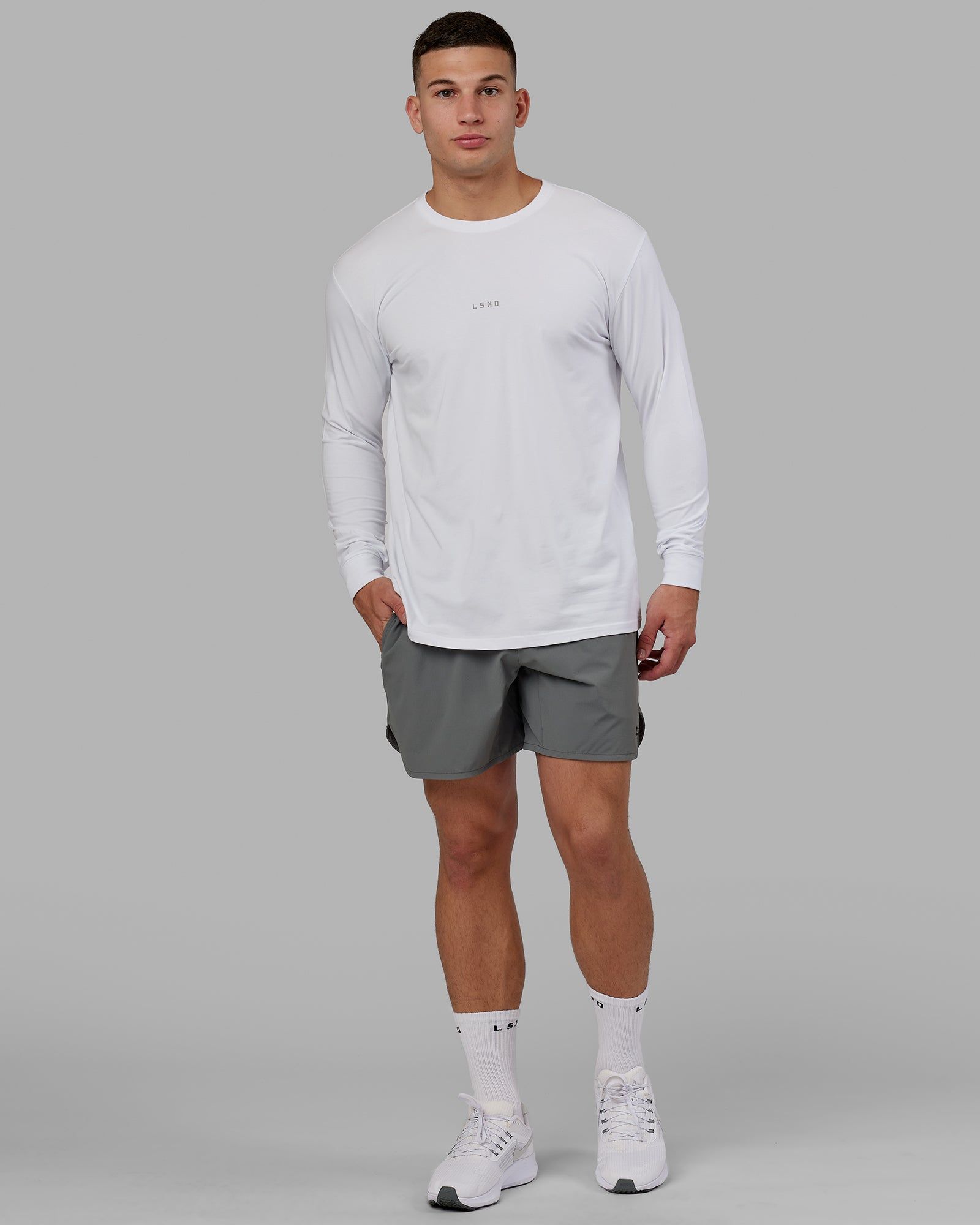 Base FLXCotton LS Tee - White sold by LSKD product image thumbnail 2