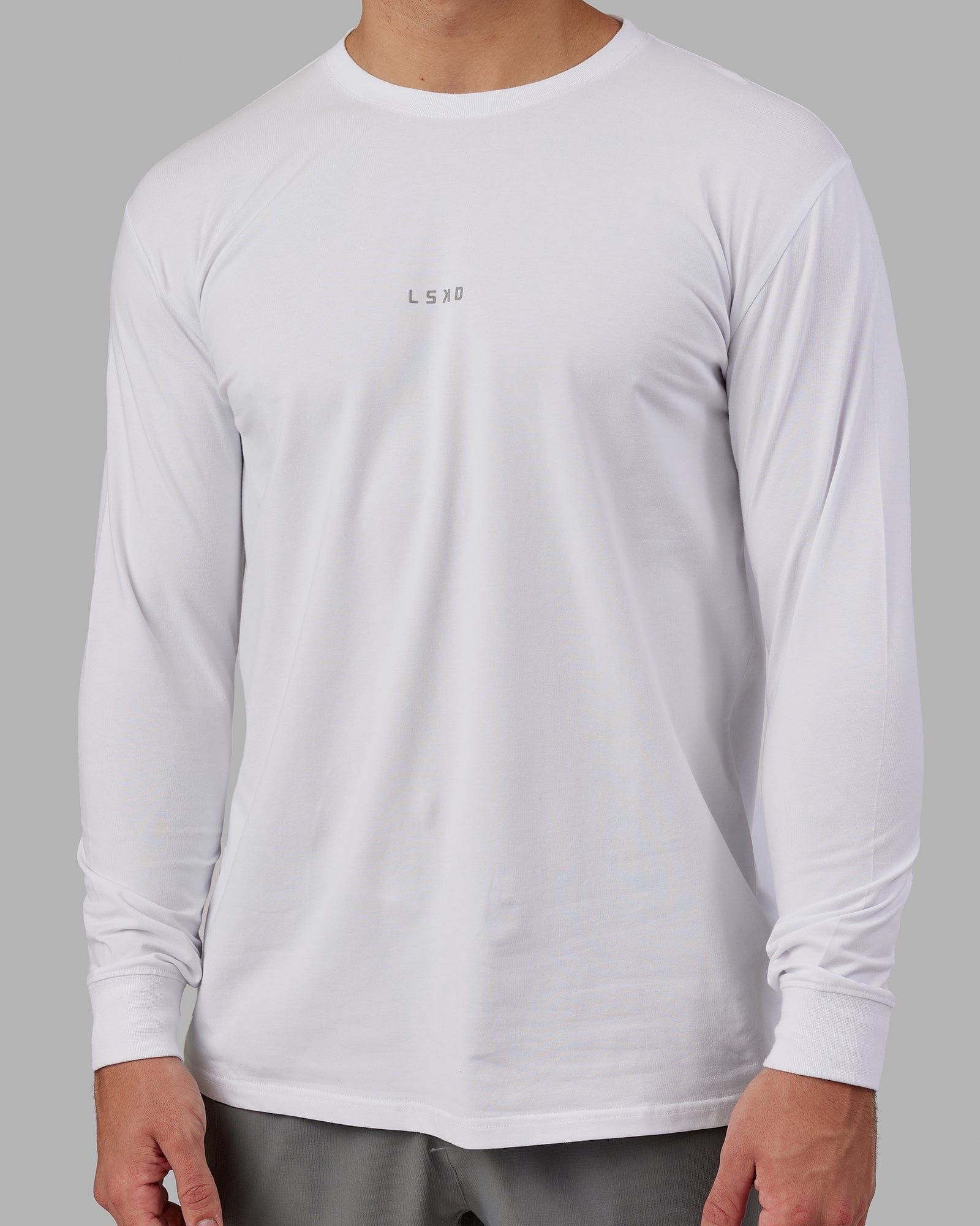 Base FLXCotton LS Tee - White sold by LSKD product image thumbnail 4