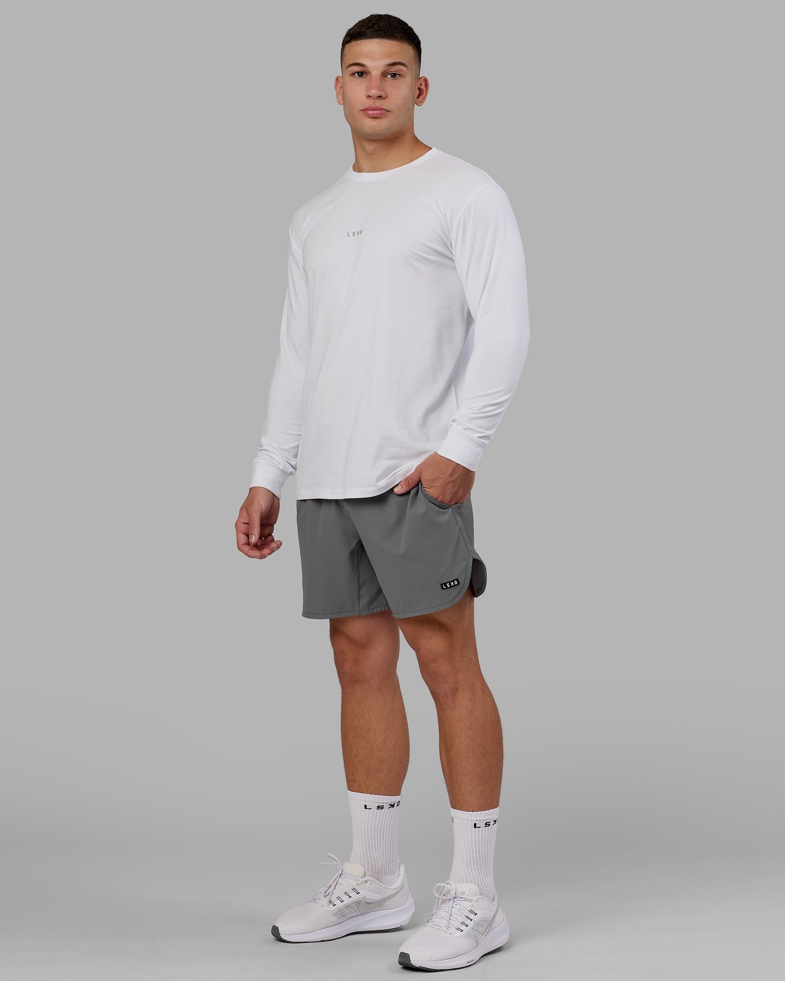 Base FLXCotton LS Tee - White sold by LSKD product image thumbnail 3