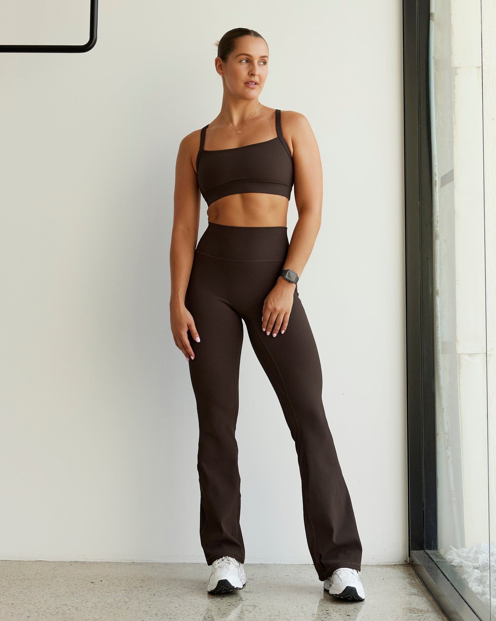 Momentum Ribbed Sports Bra - Dark Chocolate sold by LSKD product image thumbnail 4