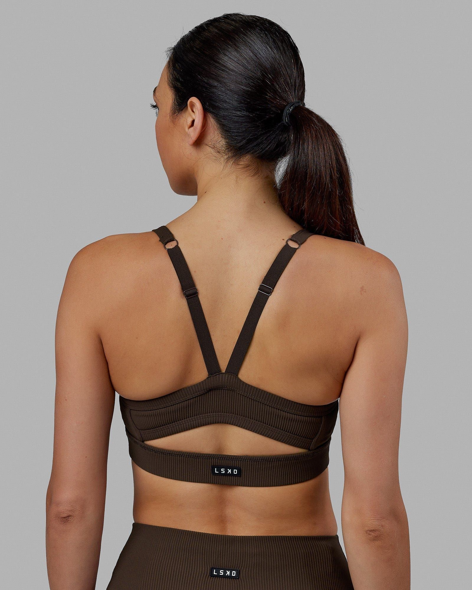 Momentum Ribbed Sports Bra - Dark Chocolate sold by LSKD product image thumbnail 2