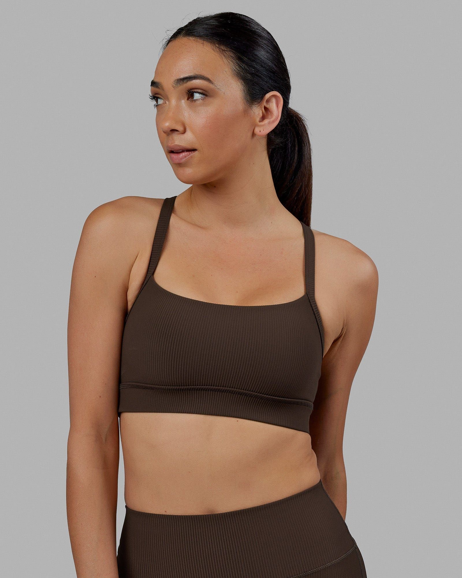 Momentum Ribbed Sports Bra - Dark Chocolate sold by LSKD product image thumbnail 3