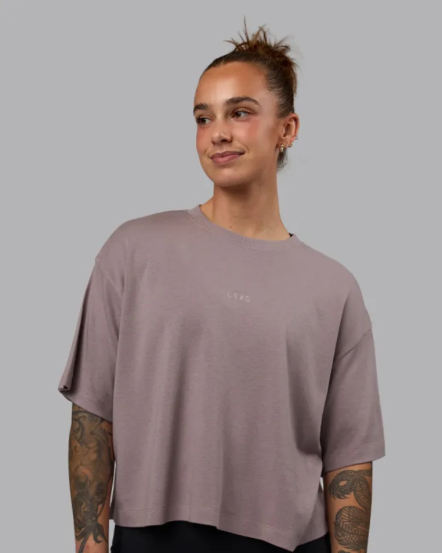 Go-To Modal Oversized Cropped Tee - Greyish Purple-Greyish Purple sold by LSKD