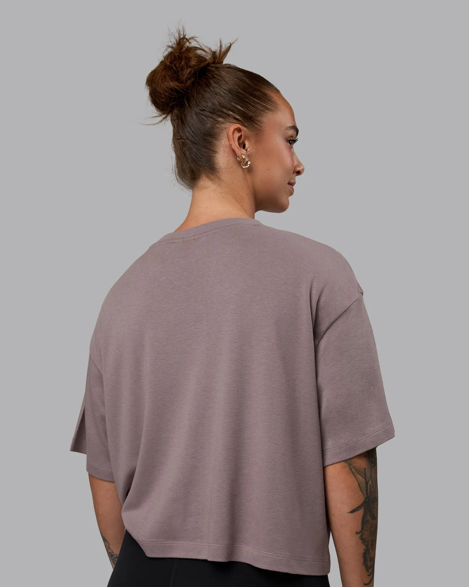 Go-To Modal Oversized Cropped Tee - Greyish Purple-Greyish Purple sold by LSKD product image thumbnail 4