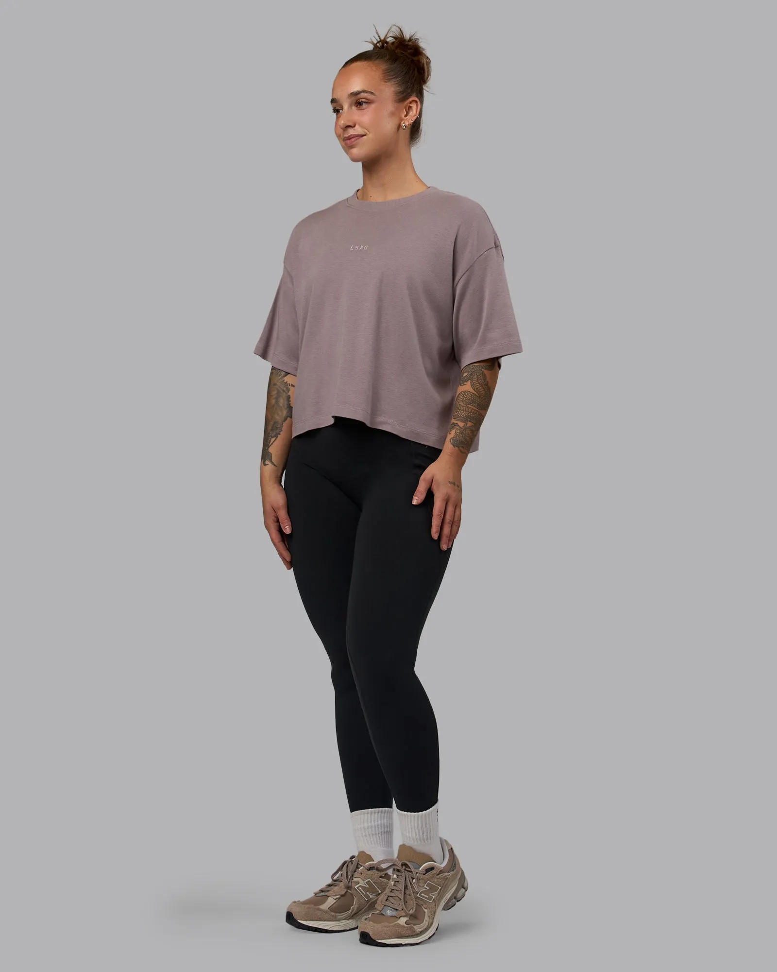 Go-To Modal Oversized Cropped Tee - Greyish Purple-Greyish Purple sold by LSKD product image thumbnail 2