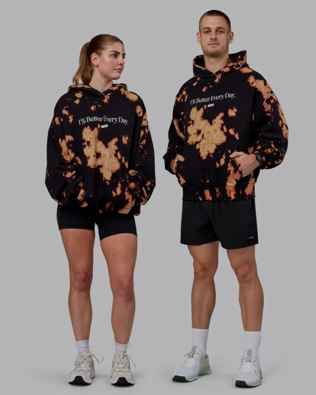 Unisex 1% Better Hoodie Oversize - Black-Bleach Tie Dye sold by LSKD