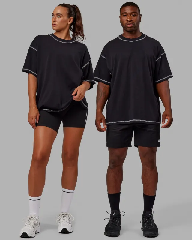 Unisex Overlock Heavyweight Tee Oversize - Black-White sold by LSKD