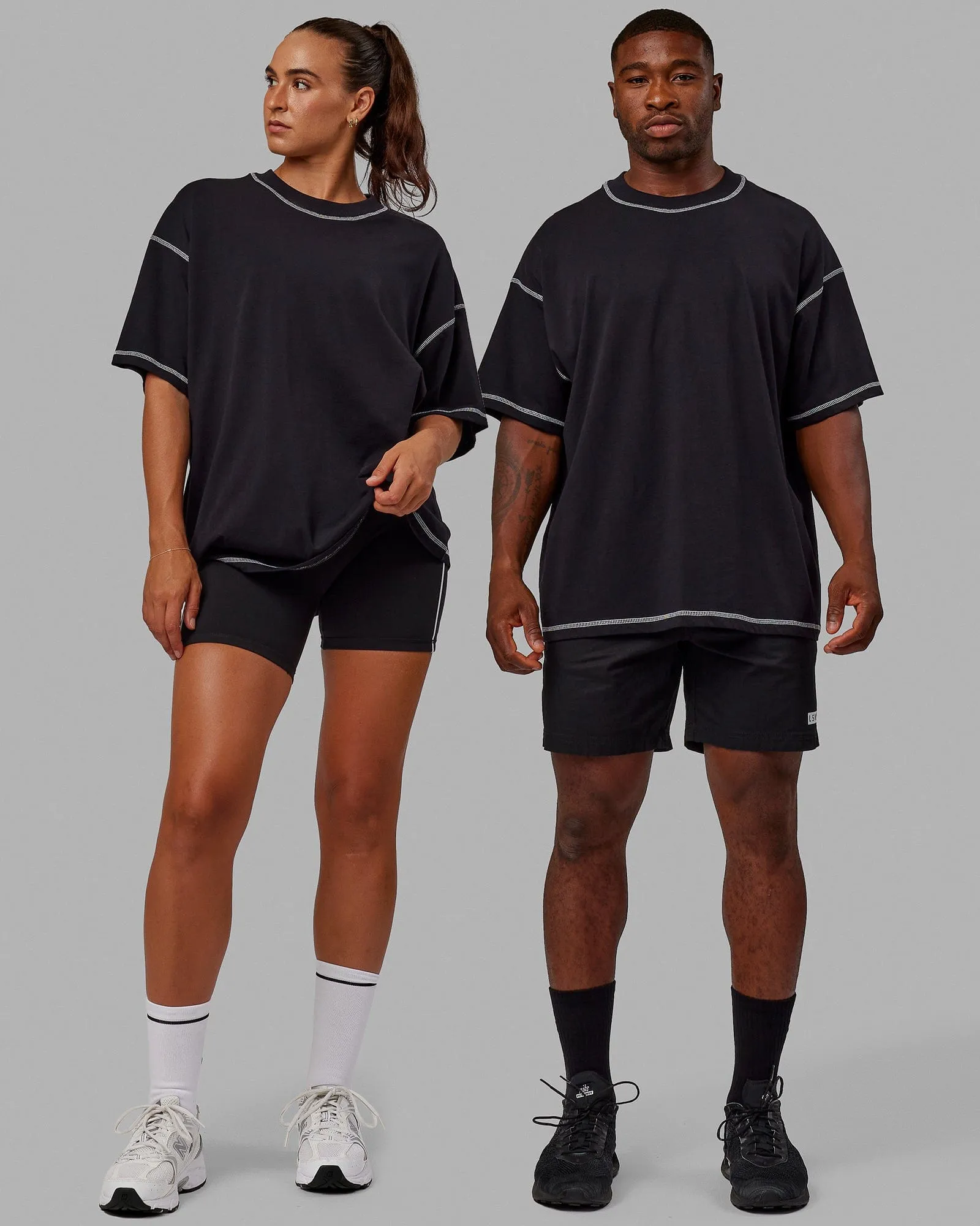 Unisex Overlock Heavyweight Tee Oversize - Black-White sold by LSKD