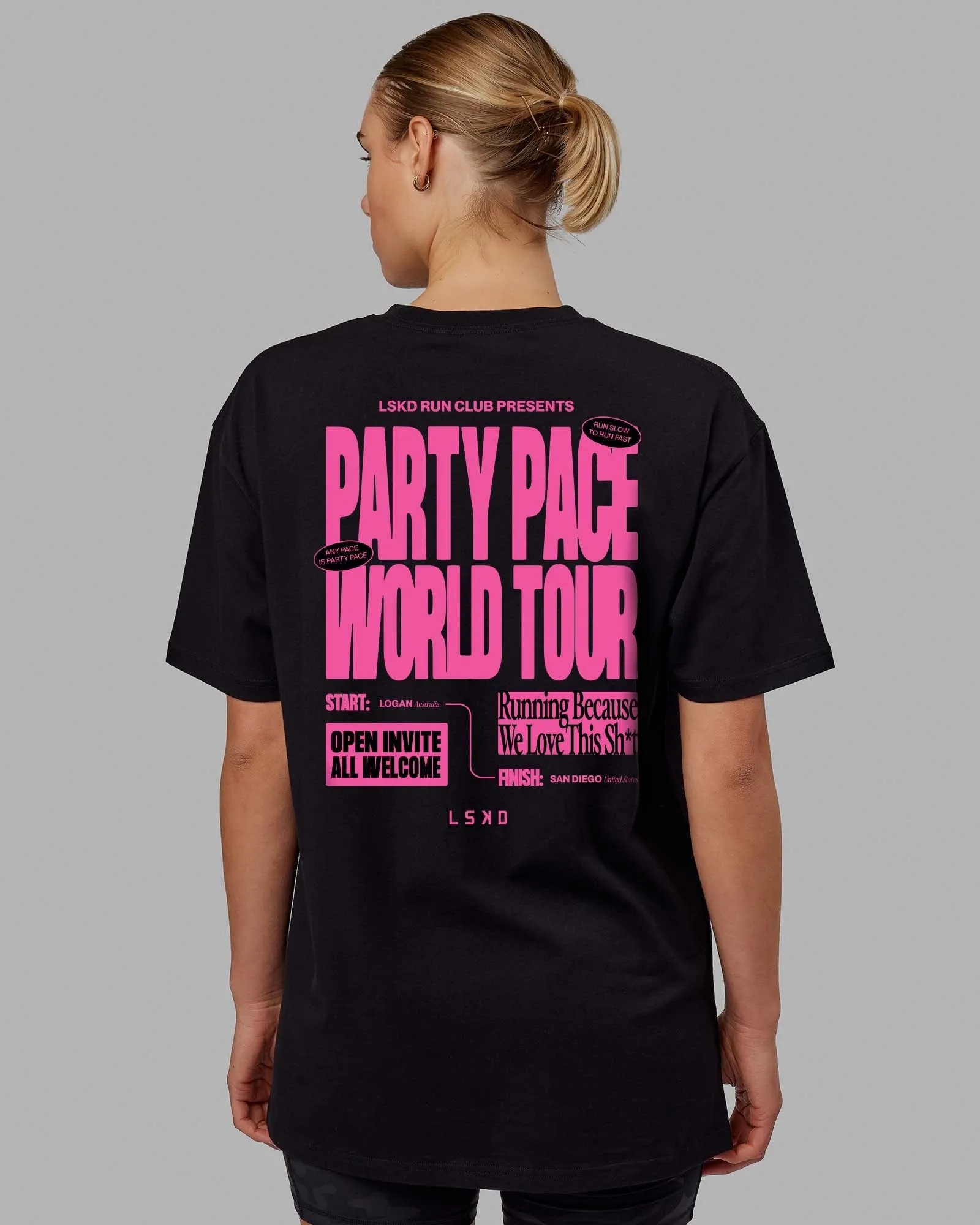 Party Pace FLXCotton Oversize Tee - Black-Pink sold by LSKD product image thumbnail 2