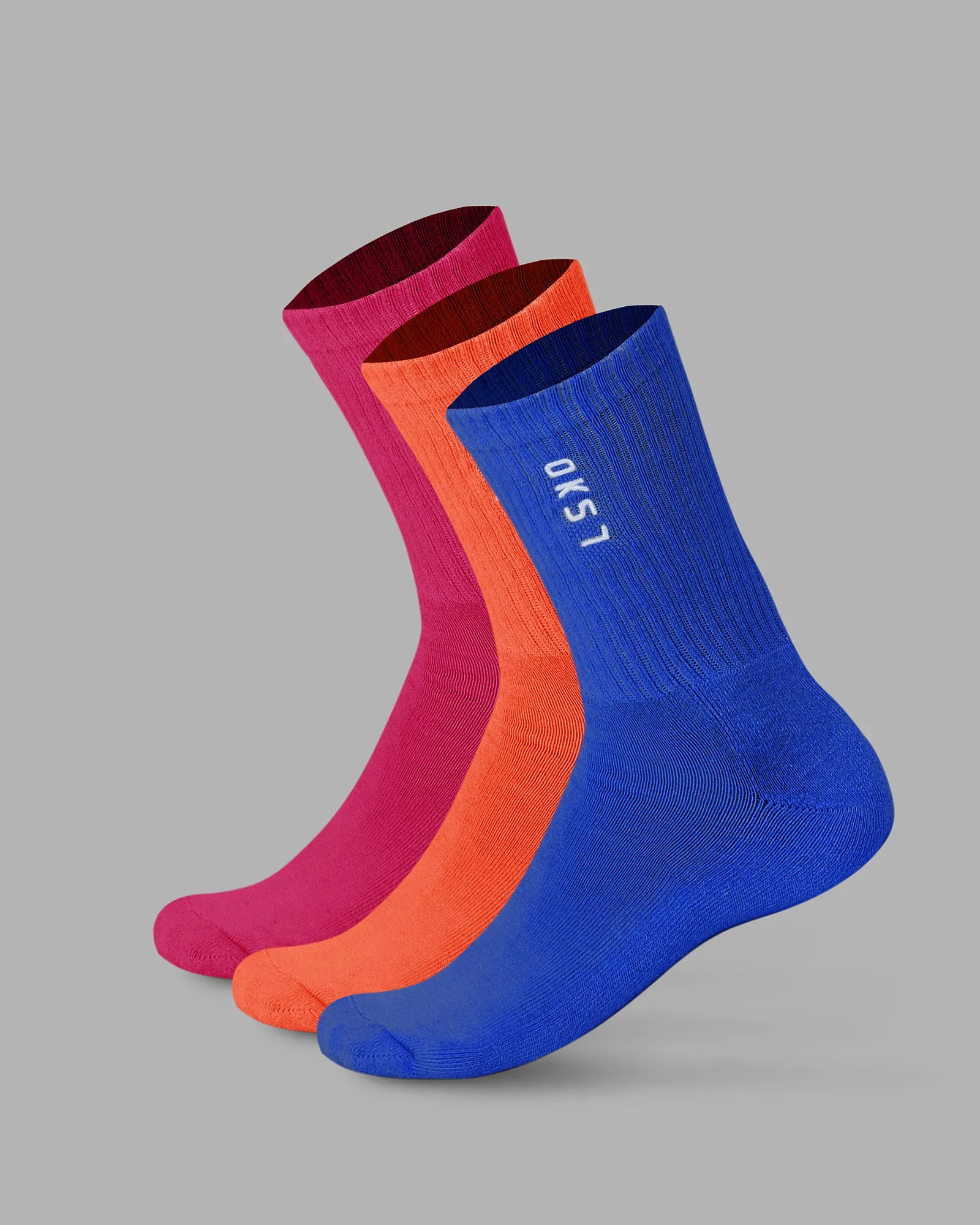 Signal Crew Socks 3 Pack - Impact Orange/Galactic Cobalt/Magenta sold by LSKD