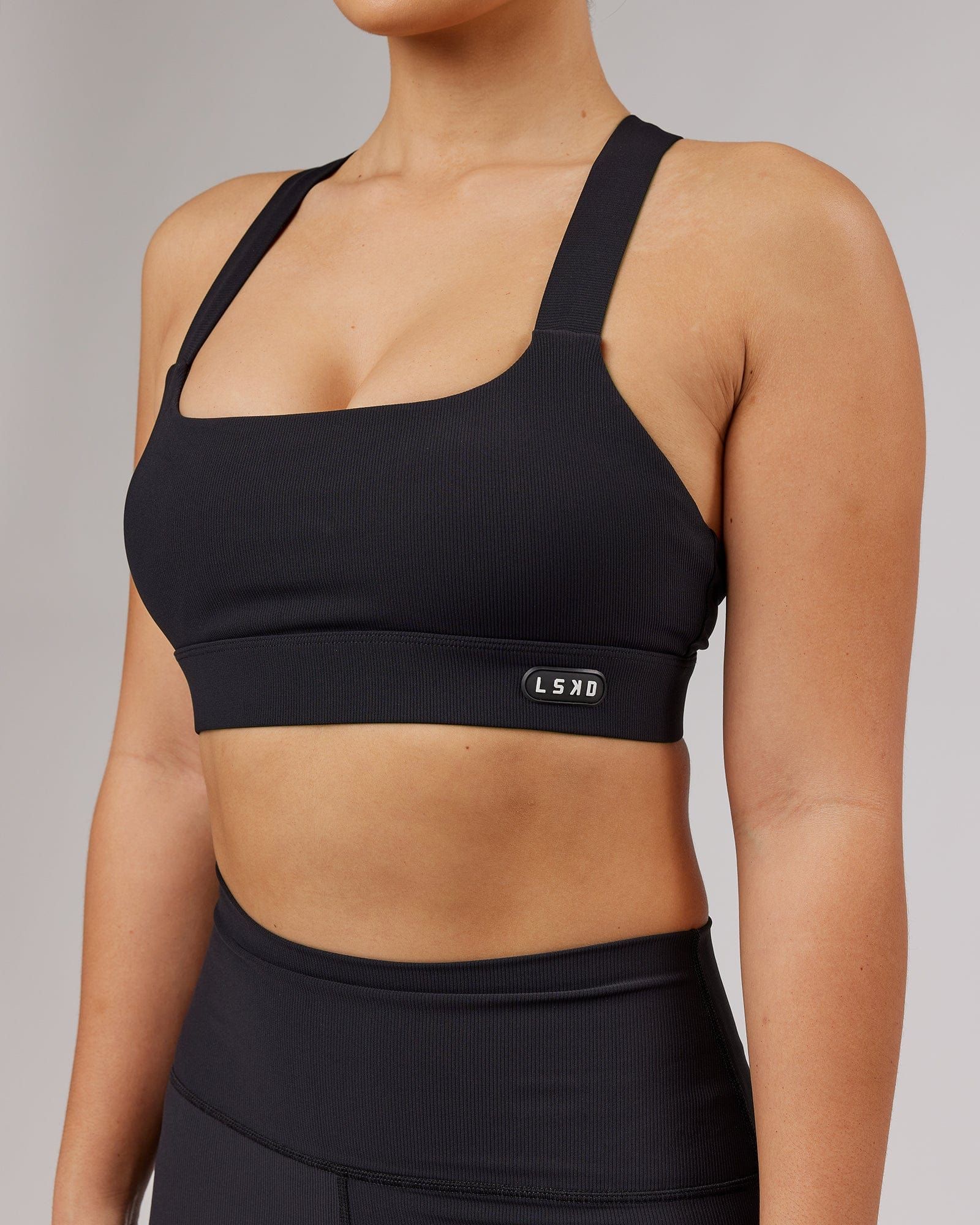 Balance Ribbed Sports Bra - Black sold by LSKD product image thumbnail 5