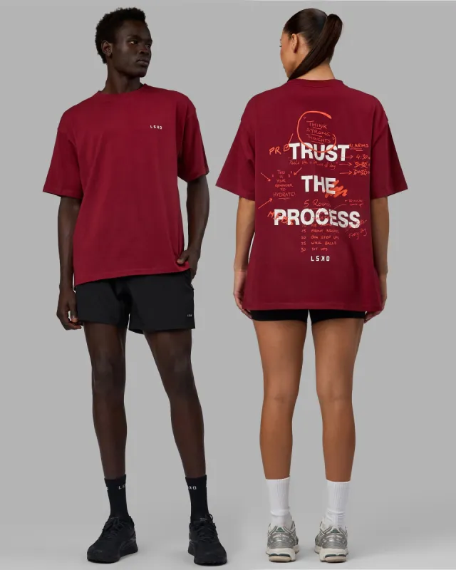 Unisex Think Strong Heavyweight FLXCotton Tee Oversize - Cranberry-White sold by LSKD