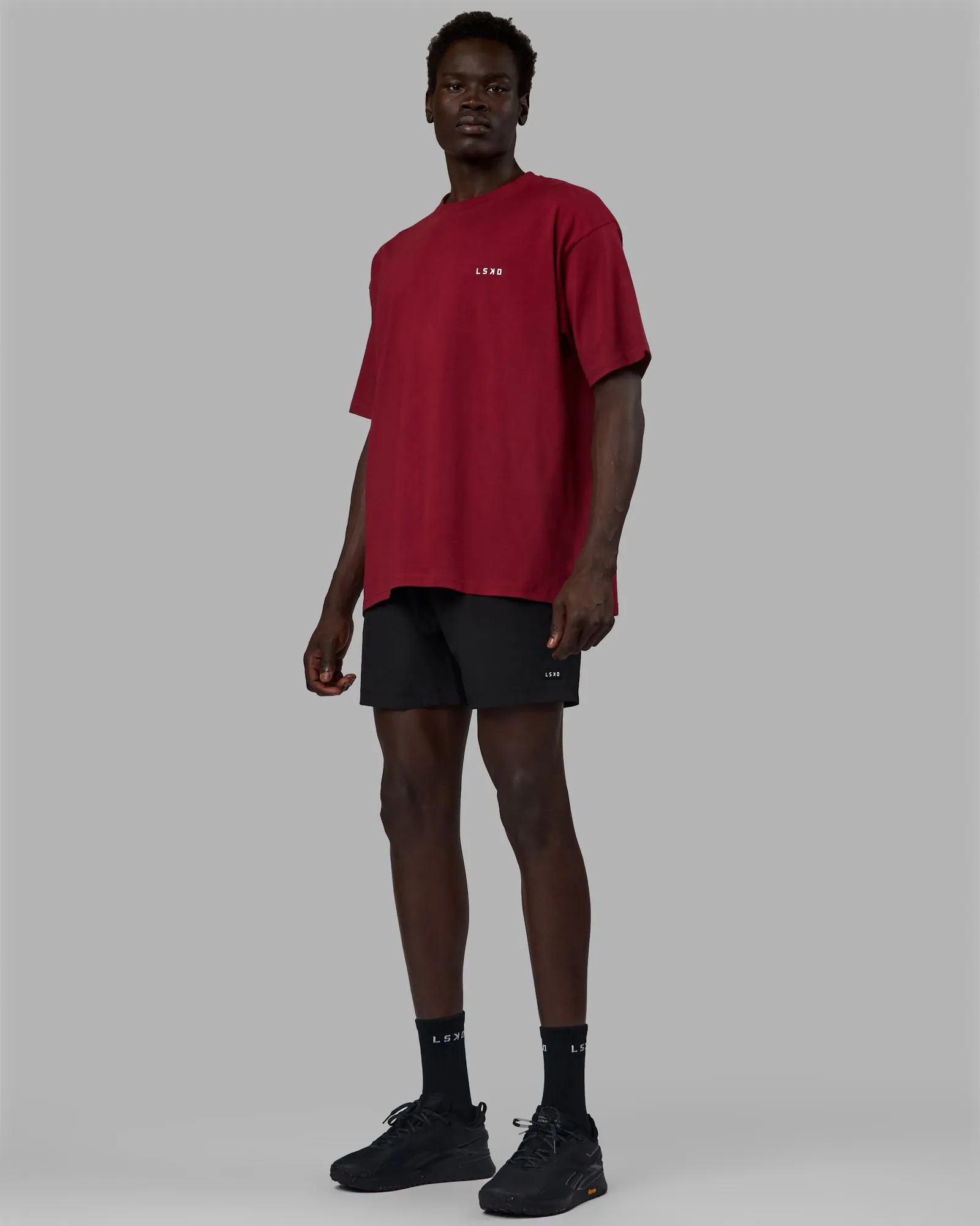 Unisex Think Strong Heavyweight FLXCotton Tee Oversize - Cranberry-White sold by LSKD product image thumbnail 4