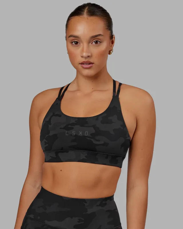 Bridge Sports Bra - Black Camo sold by LSKD