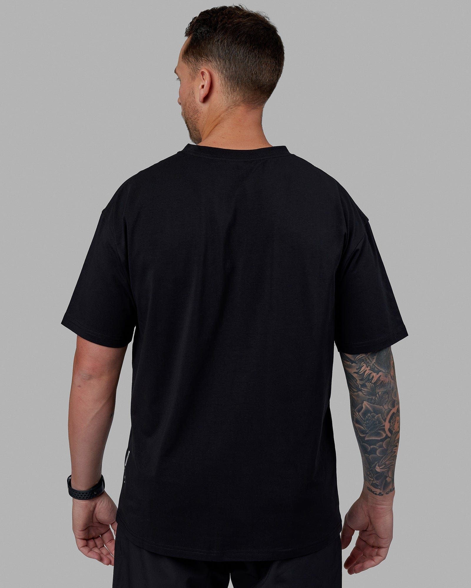 Unisex Just Keep Running FLXCotton Tee Oversize - Black-White sold by LSKD product image thumbnail 4
