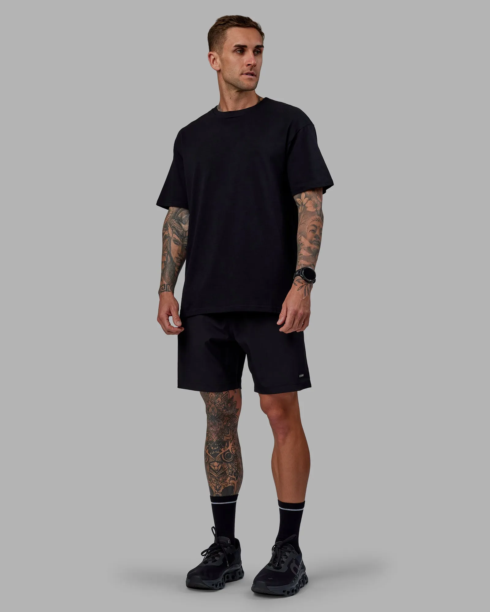 Unisex Keep On Running FLXCotton Tee Oversize - Black-White sold by LSKD product image thumbnail 5