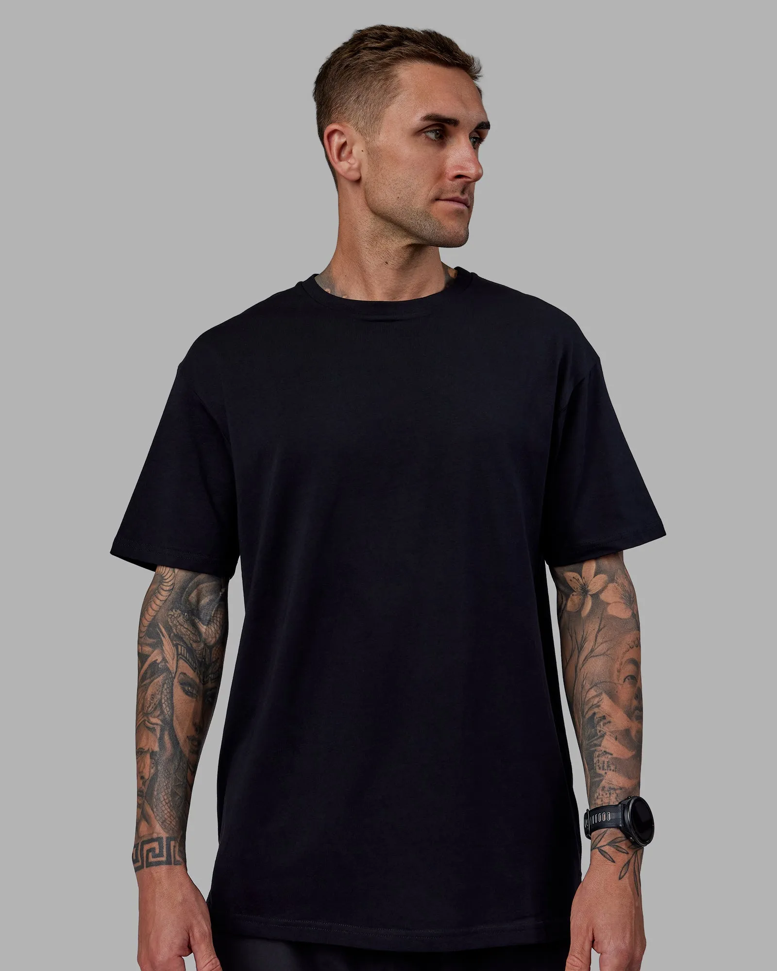 Unisex Keep On Running FLXCotton Tee Oversize - Black-White sold by LSKD product image thumbnail 3