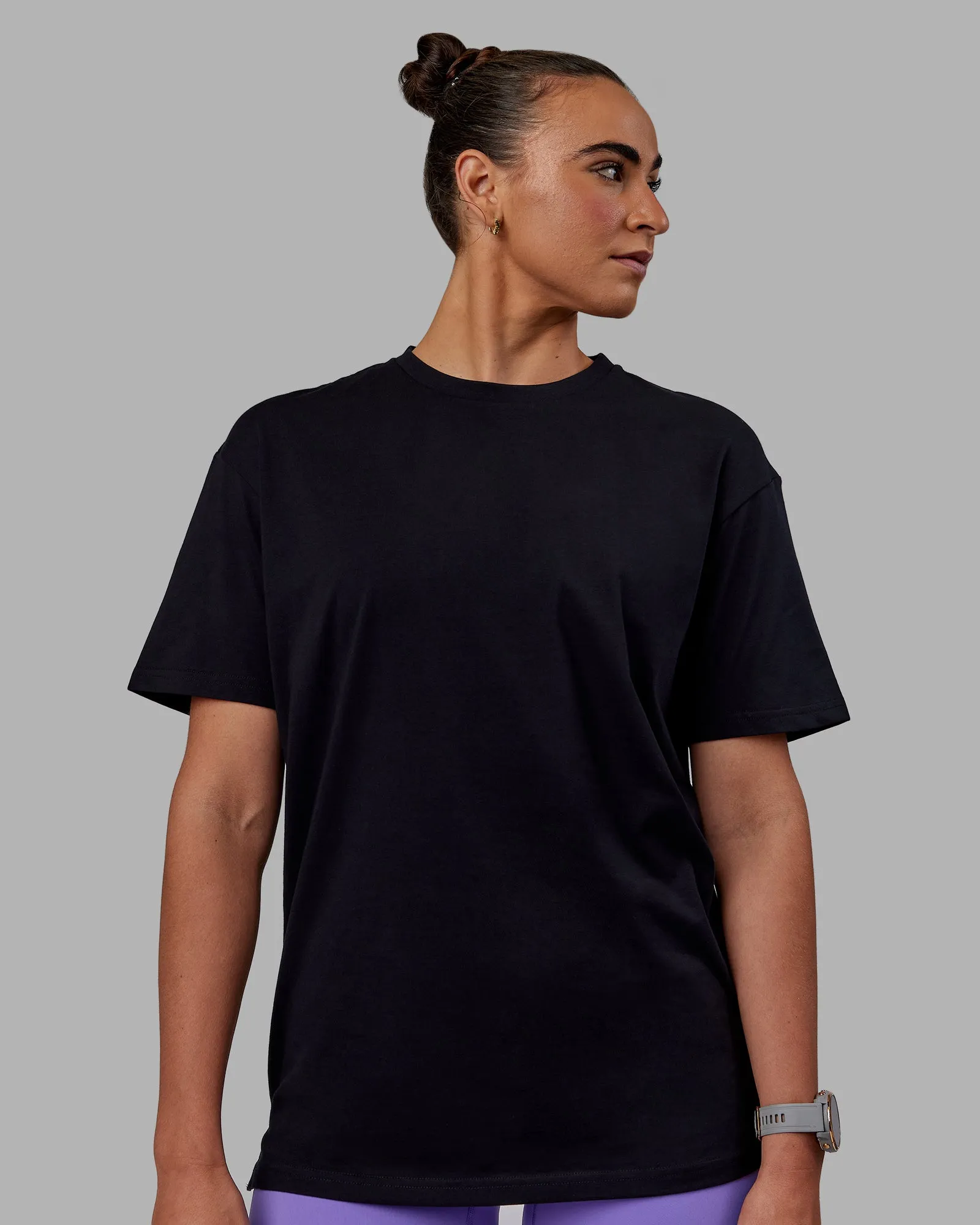 Unisex Keep On Running FLXCotton Tee Oversize - Black-White sold by LSKD product image thumbnail 4