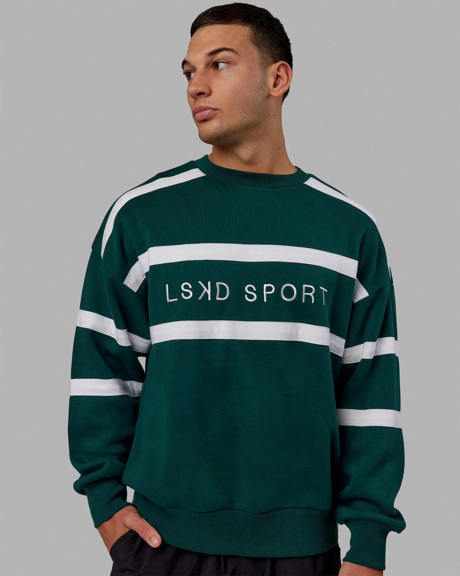 Collateral Sweater Oversize - Dark Moss-White sold by LSKD product image thumbnail 2