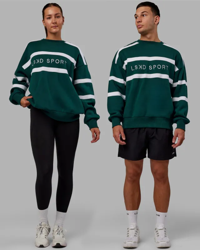 Collateral Sweater Oversize - Dark Moss-White sold by LSKD