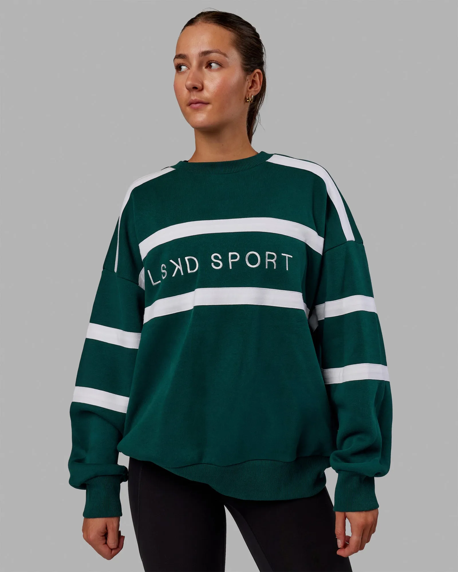 Collateral Sweater Oversize - Dark Moss-White sold by LSKD product image thumbnail 5