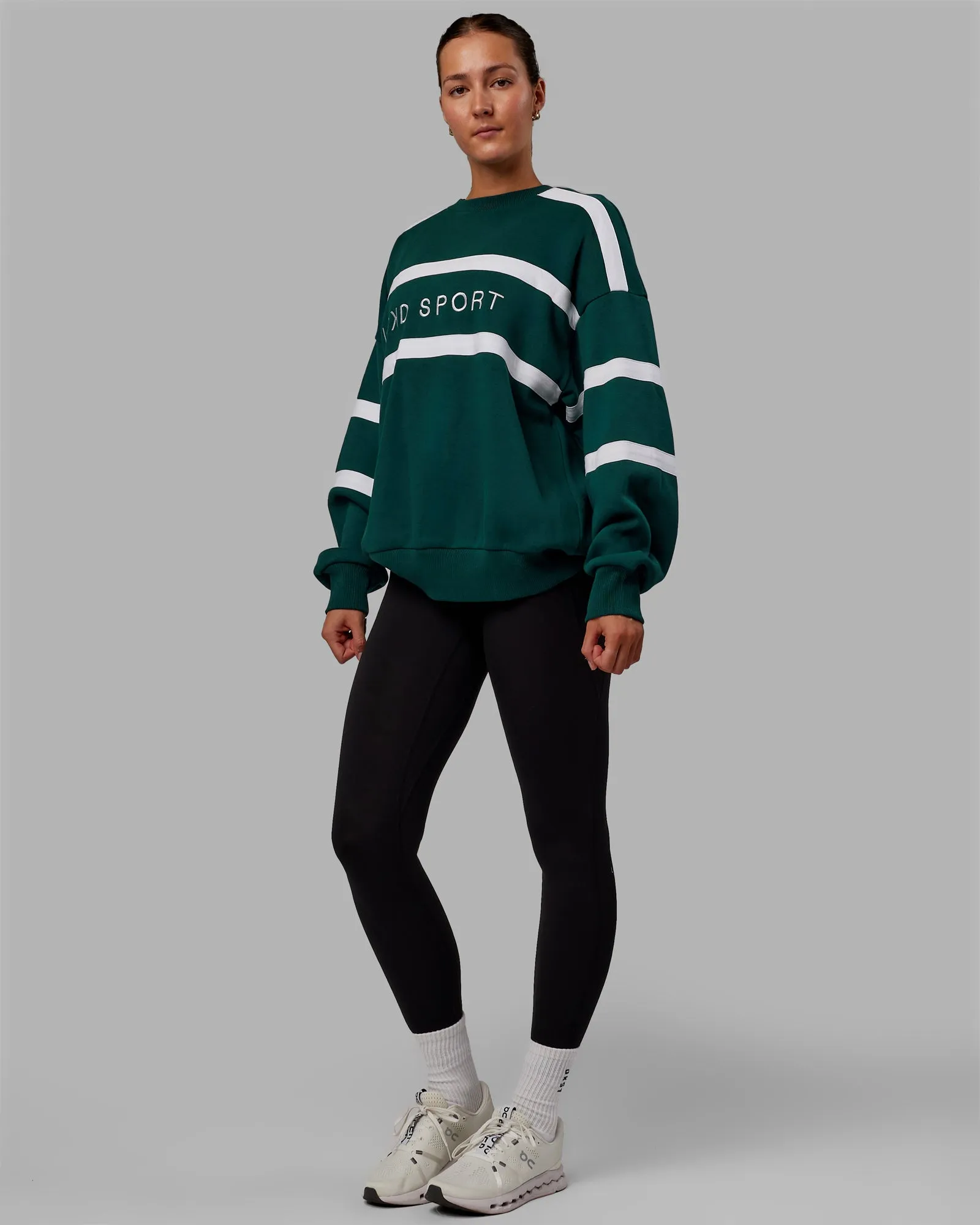 Collateral Sweater Oversize - Dark Moss-White sold by LSKD product image thumbnail 3