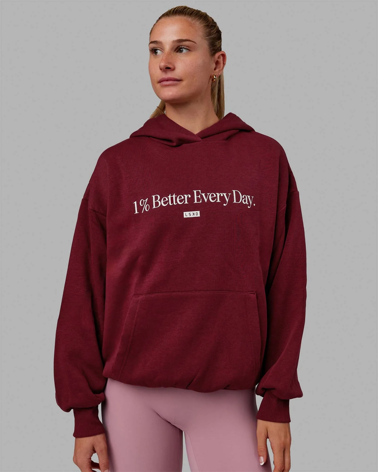 1% Better Hoodie Oversize - Cranberry-White sold by LSKD product image thumbnail 2