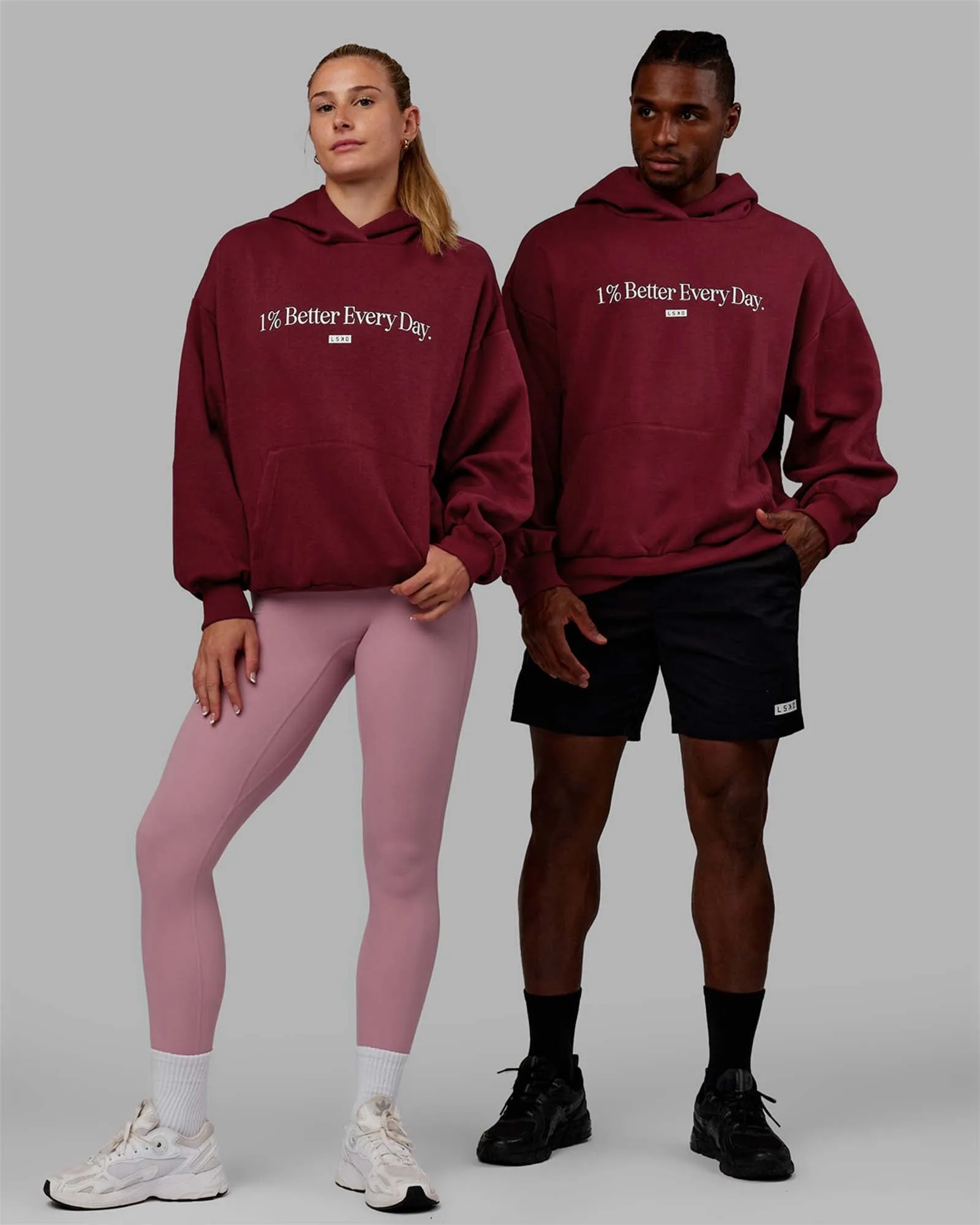 1% Better Hoodie Oversize - Cranberry-White sold by LSKD